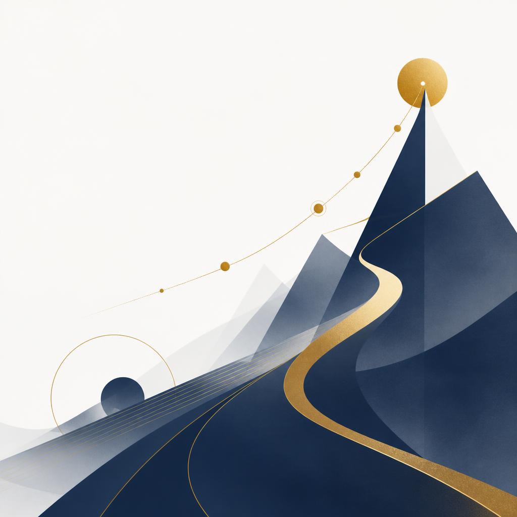 Ilustração abstrata: percurso estratégico até ao topo